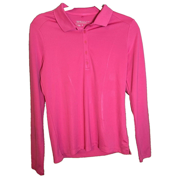 Nike Golf Tour Womens M Dri-Fit Barbiecore Embroidered Logo Golfcore Henley Polo - Picture 1 of 10